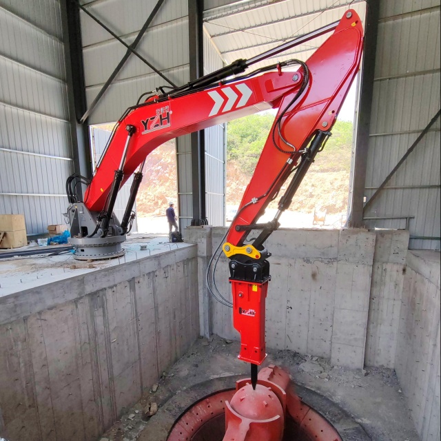 Stationary Pedestal Hydraulic Rockbreaker Boom System