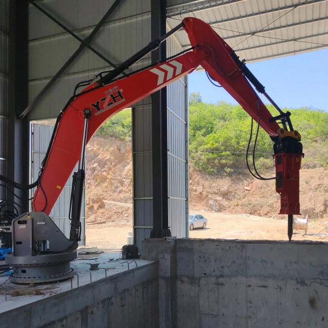Stationary Pedestal Hydraulic Rockbreaker Boom System