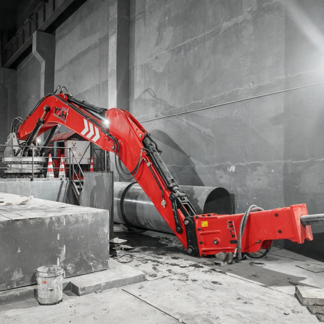 Stationary Hydraulic Rockbreaker Boom for Mine Crusher Stations